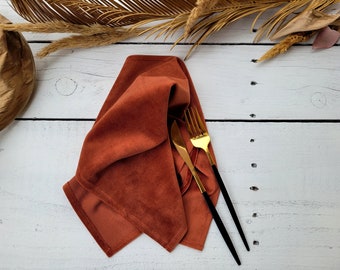 Burned orange velvet napkins