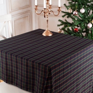 Green plaid tablecloth