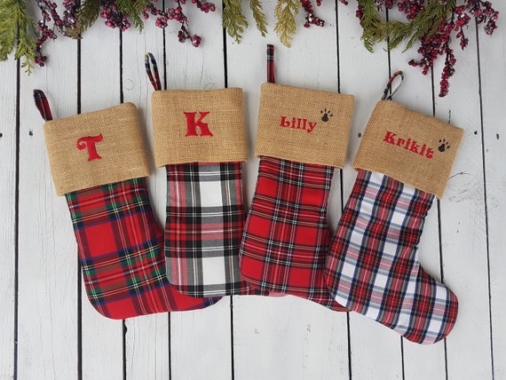Plaid christmas stockings Clearance