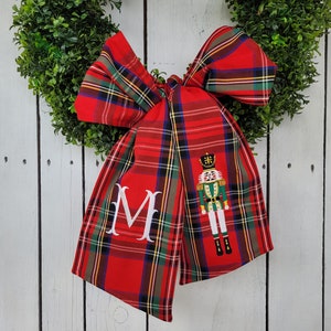 Nutcracker Royal Stewart wreath sash, door wreath sash, personalized wreath sash, Christmas wreath sash