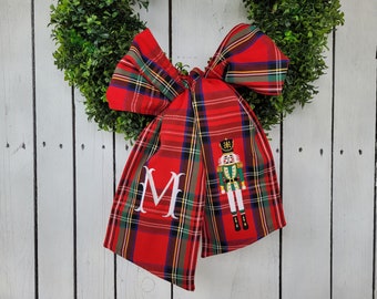 Nutcracker Royal Stewart wreath sash, door wreath sash, personalized wreath sash, Christmas wreath sash