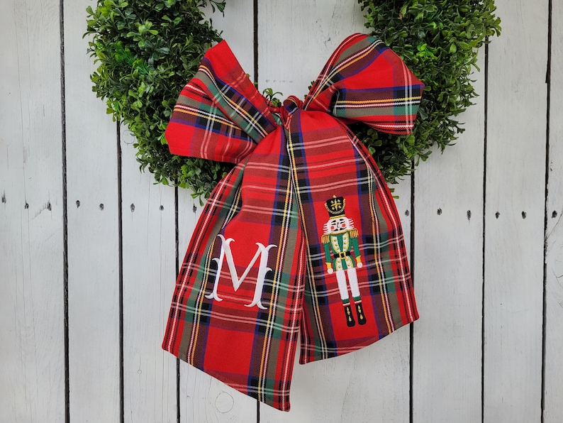 Nutcracker Royal Stewart wreath sash, door wreath sash, personalized wreath sash, Christmas wreath sash