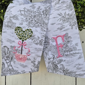 Topiary heart Toile wreath sash, Easter wreath sash, Valentines sash, heart sash