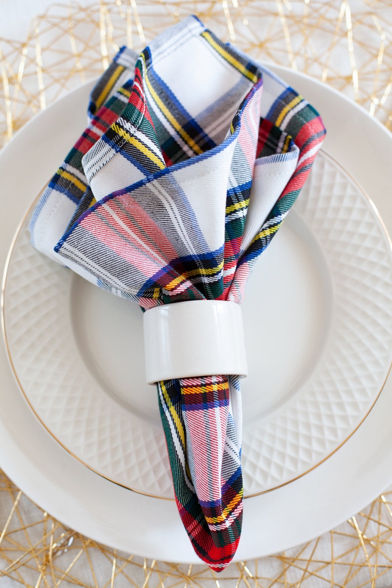 Plaid napkins, tartan napkins, christmas serviettes image 2