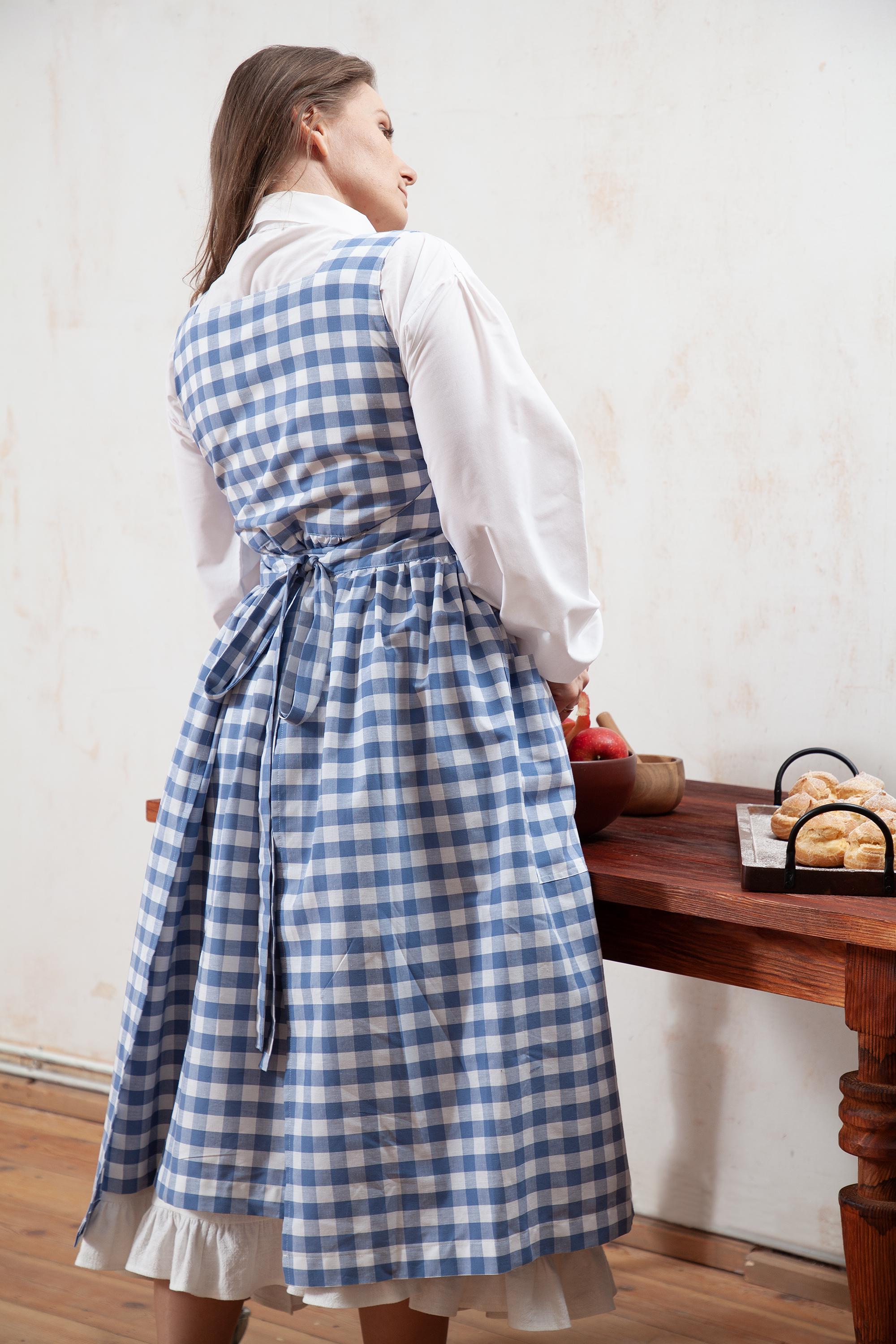 Wichy Check Pinafore Dress Plus Size, Gingham Apron With Wichy Check Pinafore Dress Plus Size, Gingham Apron With