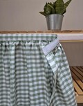 Hook and loop sink skirt, checkered for bathroom, utility skirt, vanity shelf skirt, self adhesive sink skirt product logo