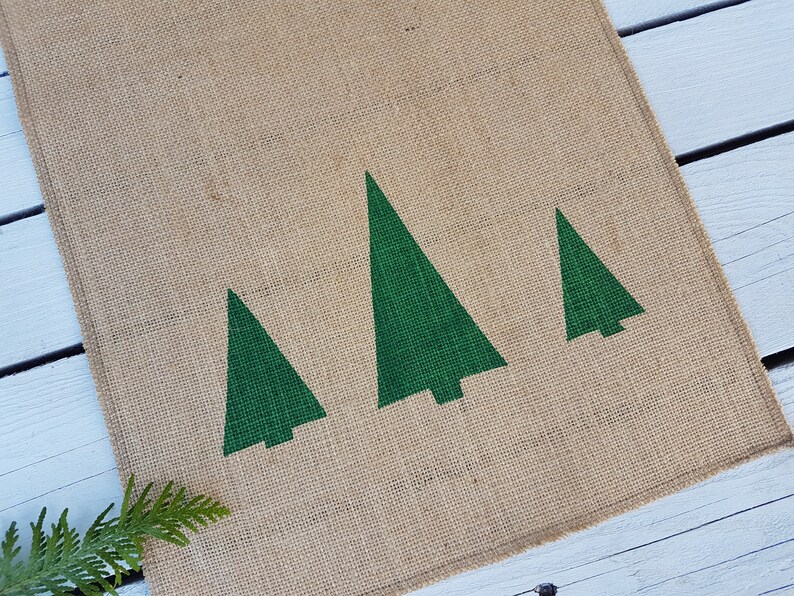 Christmas Table Runner Burlap Table Runner Christmas Tree Etsy