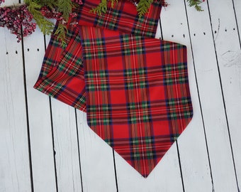 Red tartan table runner - plaid , tartan, check, red ,blue, black, green, white