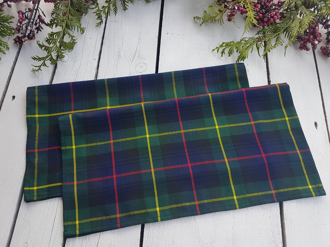 Navy and Green Plaid Napkins, Christmas Serviettes Etsy