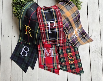 Custom wreath sash, Plaid wreath sash, wreath sash, door sash. monogram sash