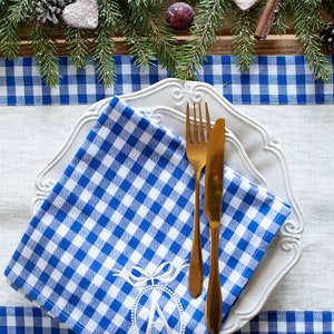 Personalized blue gingham napkins, Christmas napkins, Chinoicery napkins, Beatrice collection napkins image 2