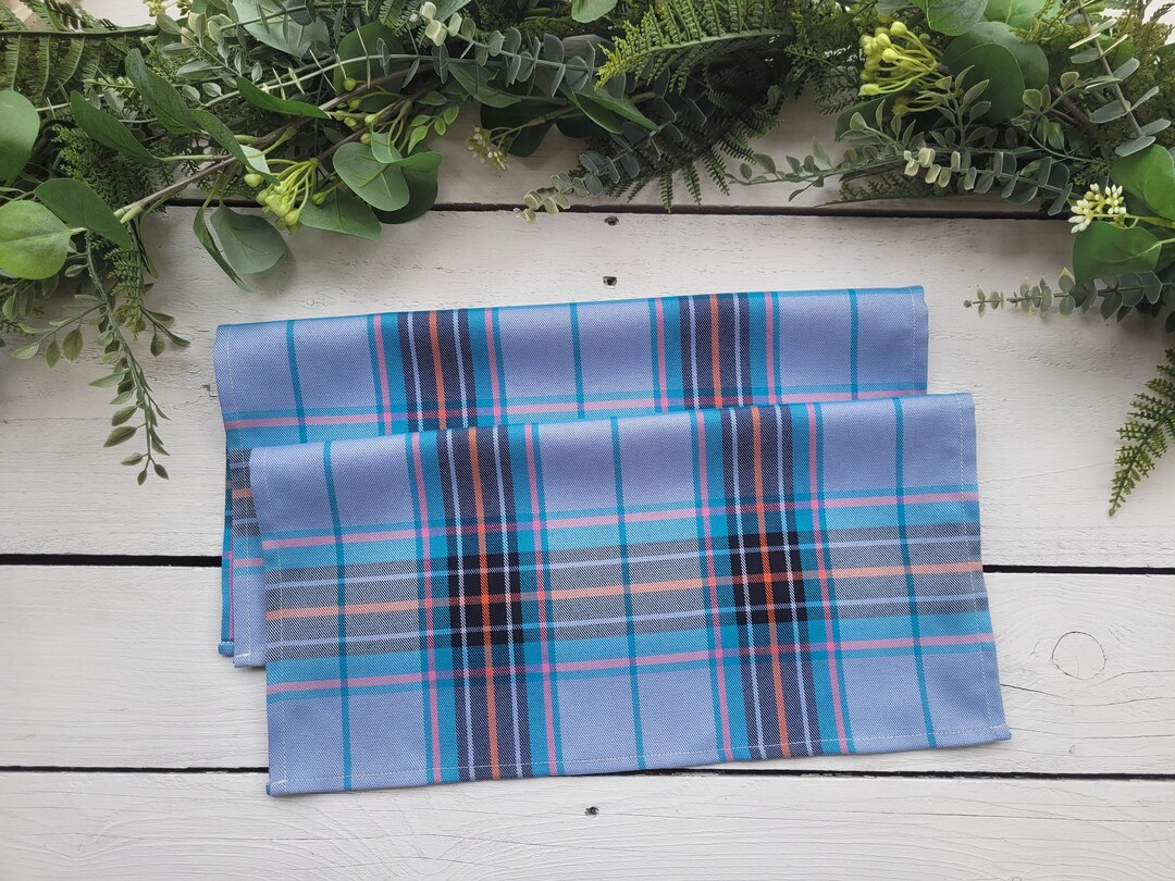 Light Blue Plaid Table Napkins Light Blue Plaid Napkins Baby Etsy