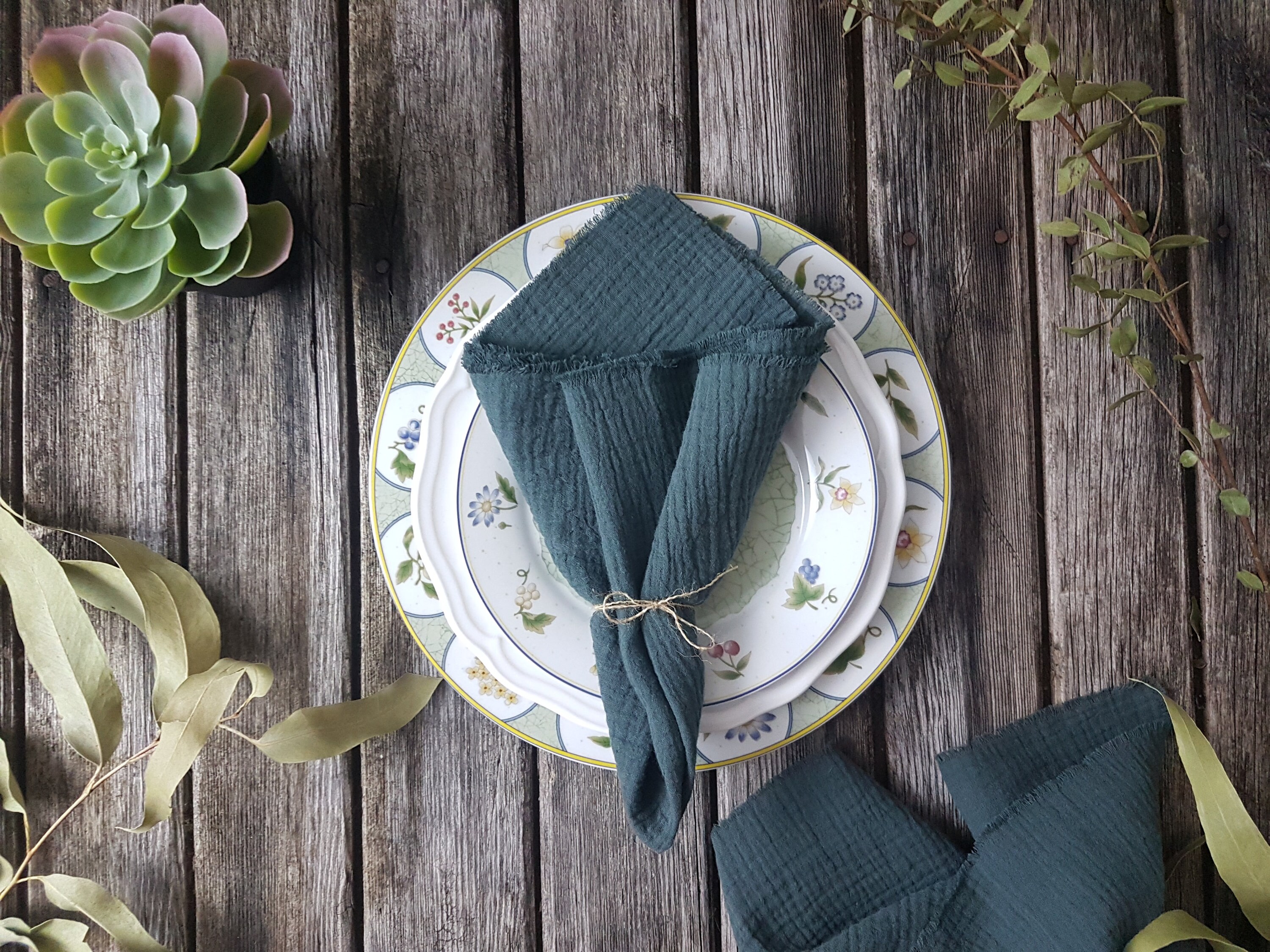 Dark green muslin napkins gauze napkins dusty green green Etsy
