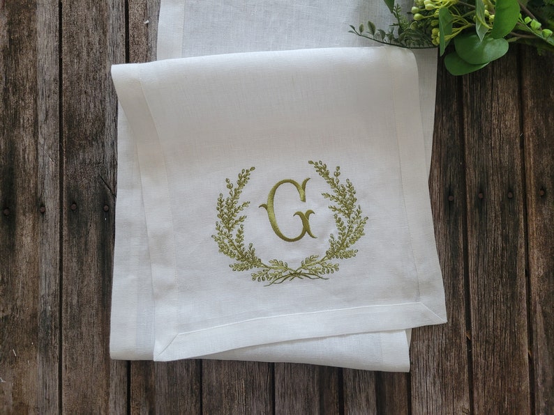 LAUREL MONOGRAMM table runner, linen table runner, personalized table linen, wedding table linen zdjęcie 5