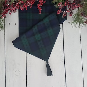 Navy tartan table runner - plaid , tartan, check, navy, green, black