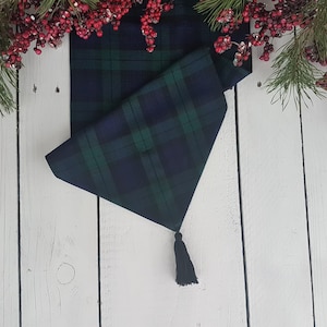 Navy tartan table runner - plaid , tartan, check, red ,blue, black, green, white