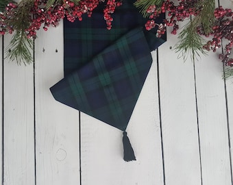 Navy tartan table runner - plaid , tartan, check, navy, green, black