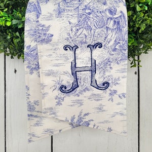 Toile wreath sash, navy wreath sash, patriotic wreath sash