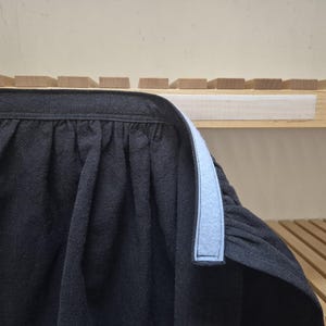 Softened linen hook and loop sink skirt,  for bathroom, utility skirt, vanity shelf skirt, self adhesive sink skirt