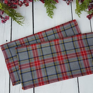 Gray plaid napkins, tartan napkins, christmas serviettes