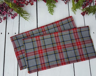 Gray plaid napkins, tartan napkins, christmas serviettes