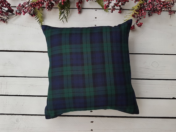 Navy plaid throw clearance pillows