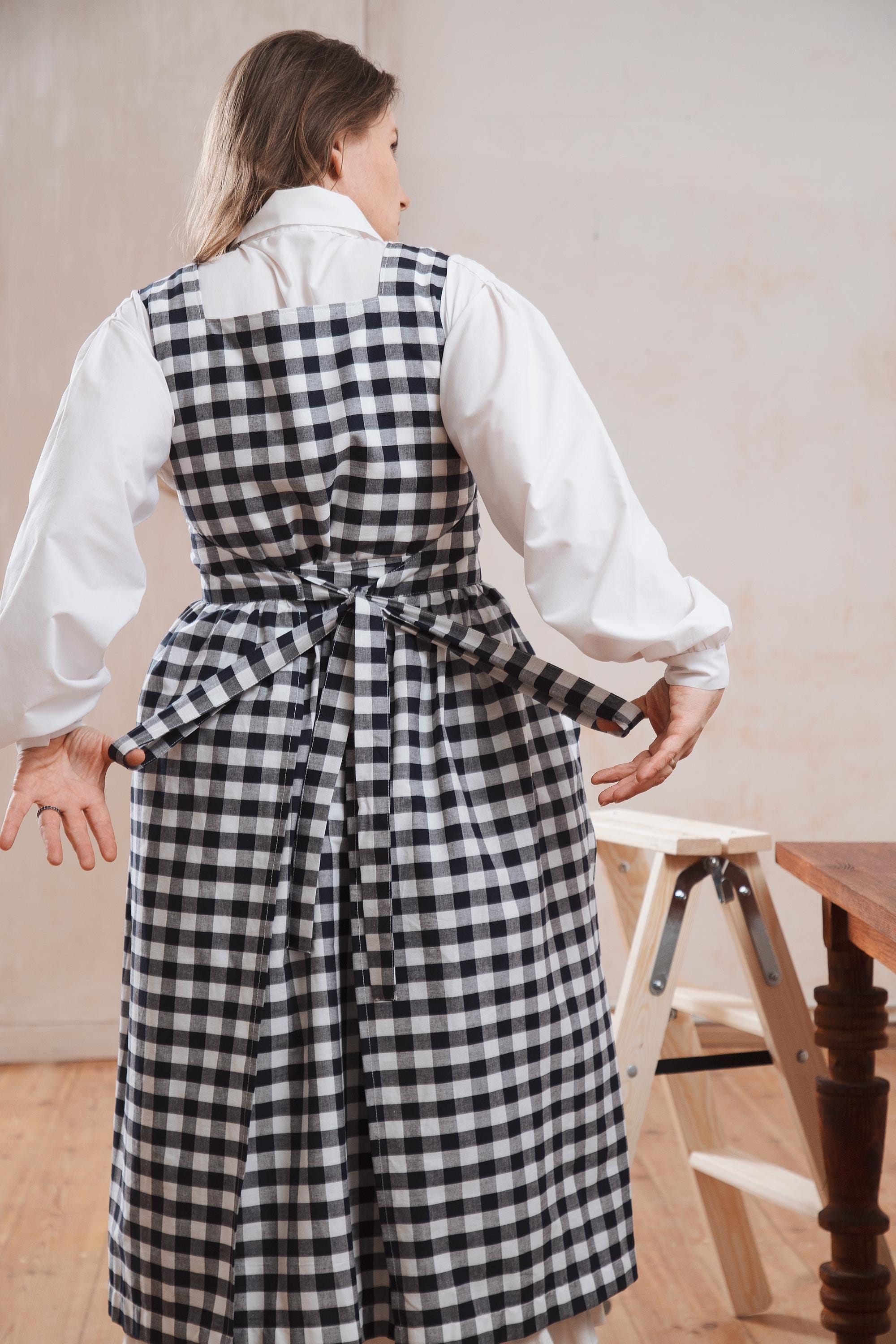 Pinafore Dress for Ladies, Tartan Cottagecore Apron With