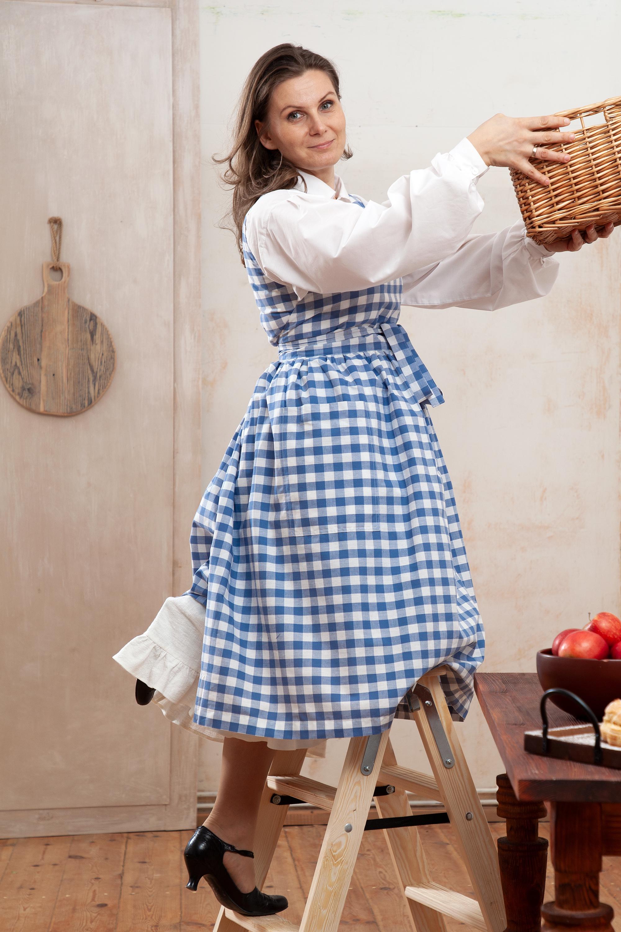 Plaid Pinafore Dress Plus Size, Gingham Apron With Pockets for