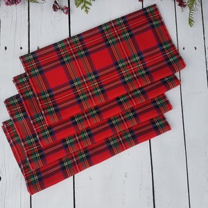 Royal Stewart napkins, Tartan plaid napkins, christmas serviettes