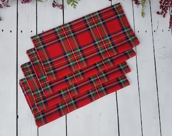 Royal Stewart napkins, Tartan plaid napkins, christmas serviettes
