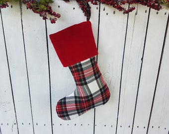 Plaid christmas stockings, family christmas stckings, tartan christmas stocking