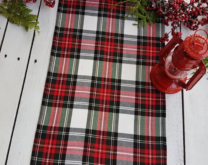 Plaid Table Runner, Christmas Table Runner Plaid , Tartan, Check, Red