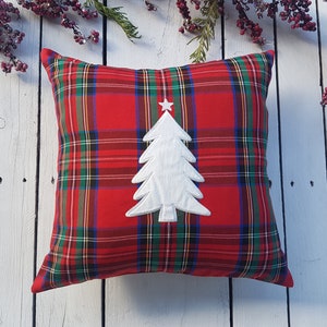 Taie d&#39;oreiller à carreaux Royal Stewart, taie d&#39;oreiller de ferme, taie d&#39;oreiller tartan, taie d&#39;oreiller rouge et noir