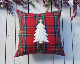 Royal stewart plaid pillow cover, farmhouse pillow cover, tartan pillow sham, red and black pillow cover