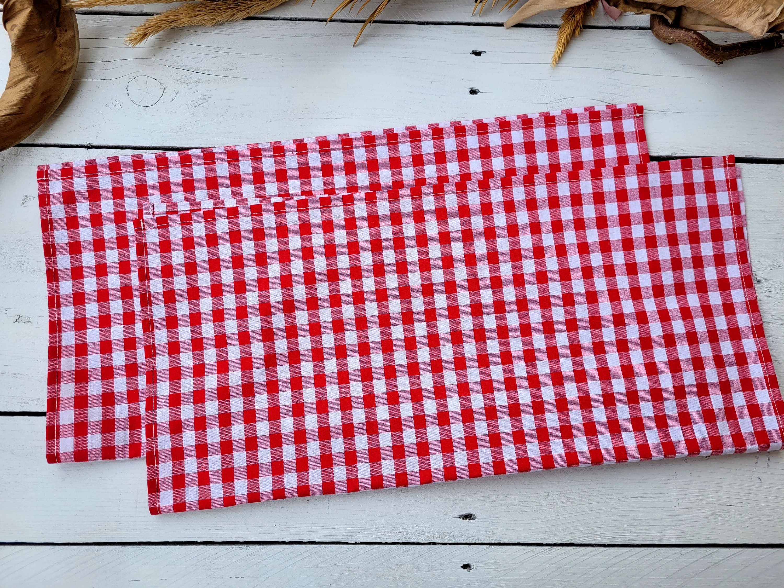 texpot Tovaglia rustica, motivo a quadri da 5 mm, runner da tavolo, tovaglioli, 100% cotone (40 x 40 cm, rosso/bianco a quadretti