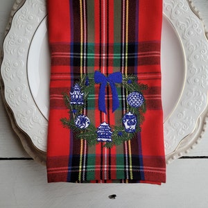 20 Serviettes En Papier Ambiente - Tartan Rouge Écossais - 3 Pli - 33x33 Cm