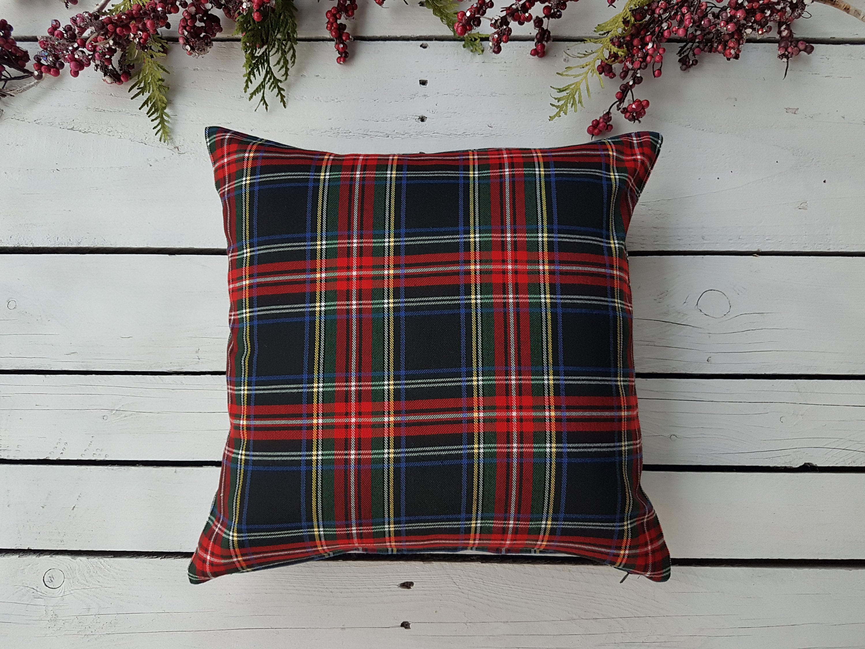 Plaid Pillow Cover, Farmhouse Pillow Cover, Tartan Pillow Sham