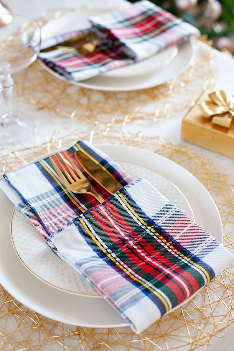 Plaid napkins, tartan napkins, christmas serviettes image 1