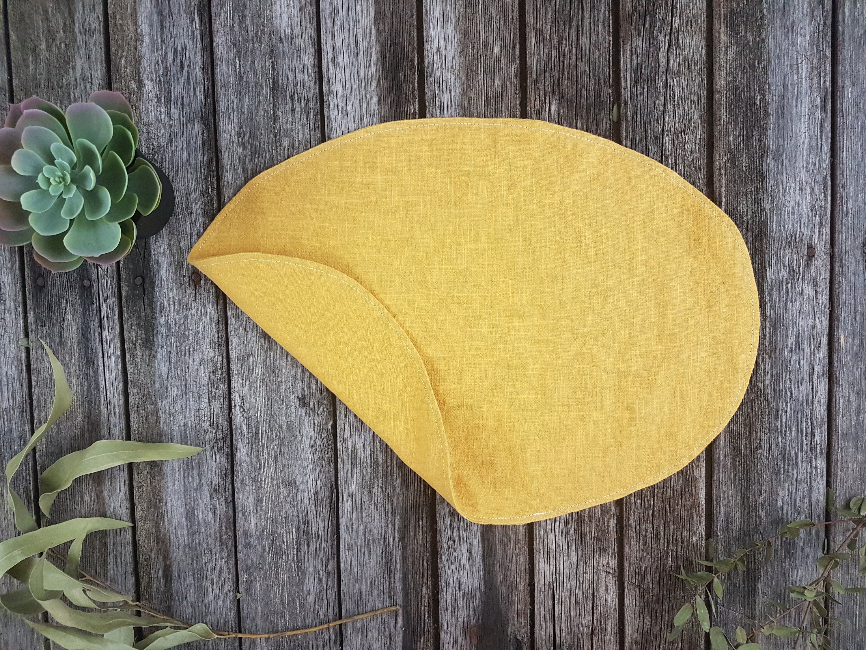 Oval linen place mats mustard placemats yellow placemat Etsy
