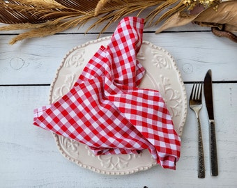 Tovaglioli di carta a quadretti di natale rosso Gingham Cocktail Party tovagliol