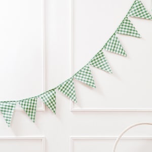 Green gingham bunting, tartan bunting, Blackwatch bunting, Checked, chekered bunting