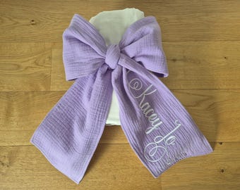 Faixa de laço para bebê com monograma, laço para berço, acessório para foto de maternidade, presente de chá de bebê, laço para enrolar fraldas