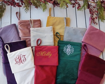 VELVET CHRISTMAS stockings, family Christmas stockings, velvet stockings