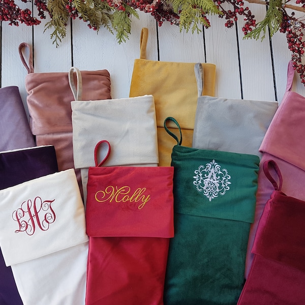 VELVET CHRISTMAS stockings, family Christmas stockings, velvet stockings