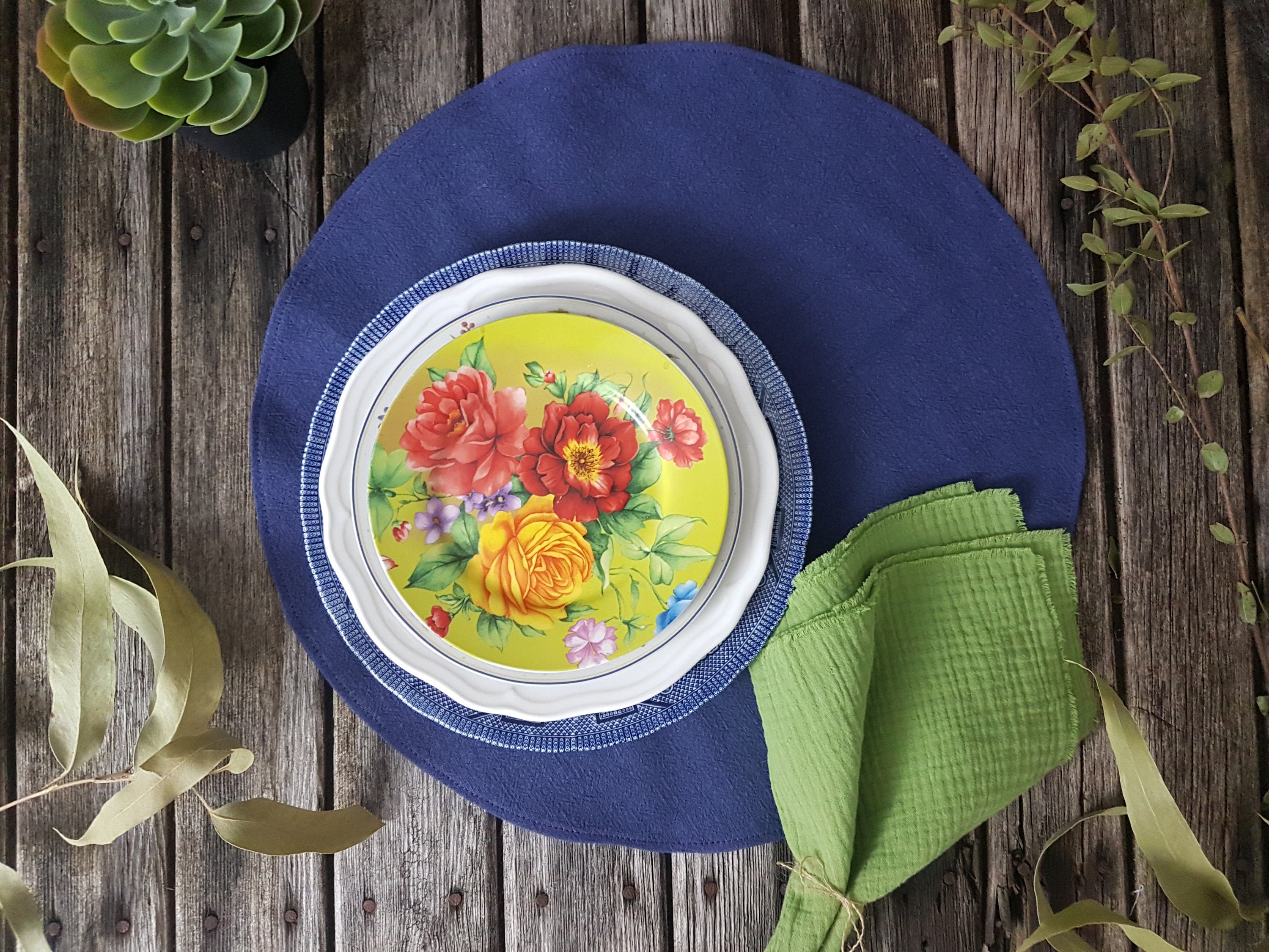 Purple Place Mats Round Placemats Violet Linen Placemat Etsy