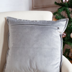 Light gray velvet pillow cover, gray cushion cover image 3