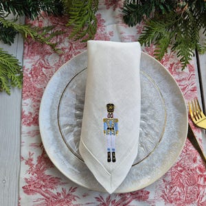 Linen Nutcracker napkins, linen table napkins, Nutcracker Christmas napkins
