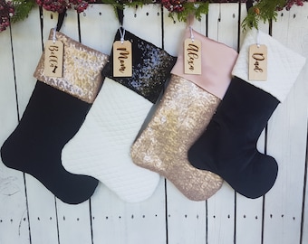 Rose gold christmas stockings, black christmas stockings, rose gold christmas, gold christmas stockings,christmas stockings,