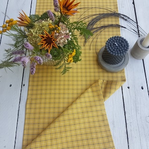 Mustard table runner, Check table runner, gingham table runner, yellow runner.