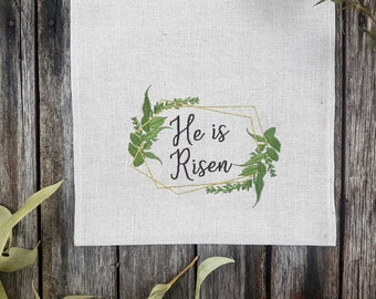 HE IS RISEN table runner, Easter table runner, linen table runner , Matthew 28:6